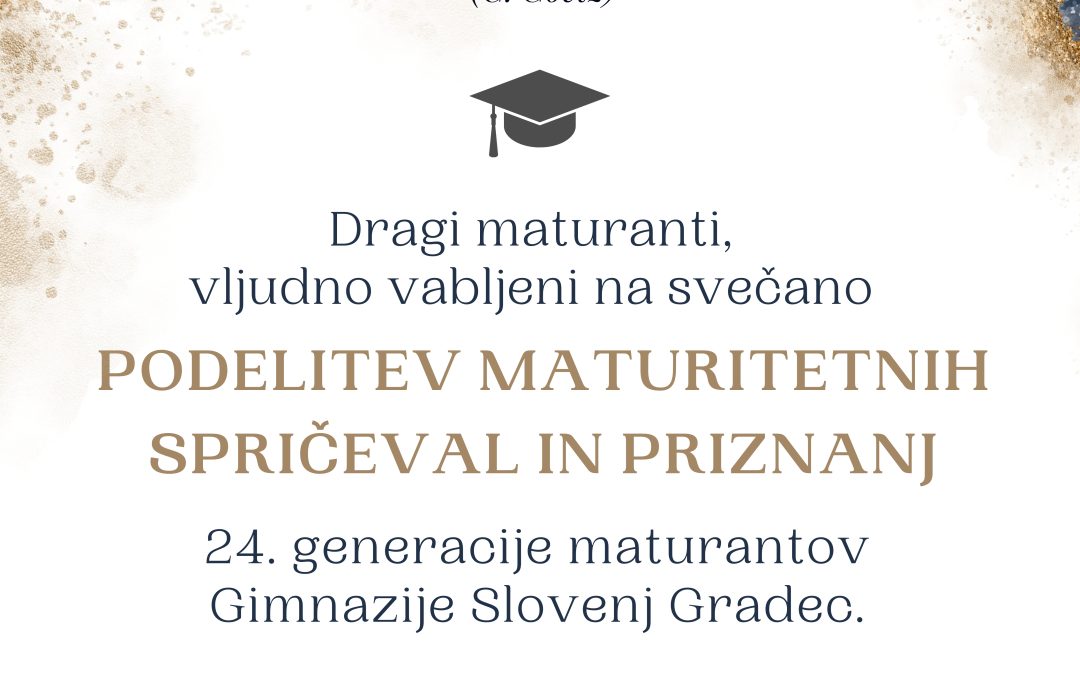 Podelitev maturitetnih spričeval in pohval